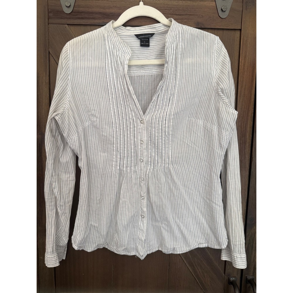 Moda Y2K Pintuck Button up Shirt Med/Lg